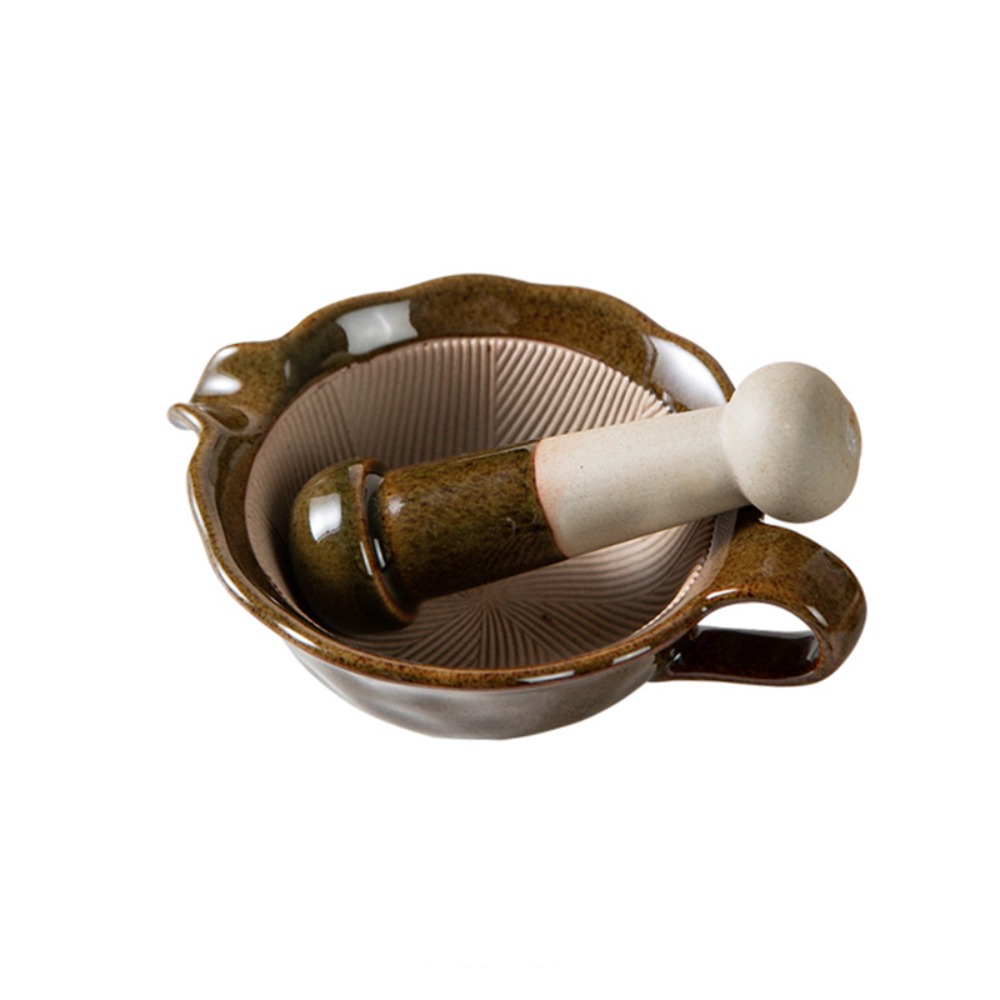 Baby Food Grinding Bowl - 수동 가마 도자기 그라인딩 볼 (받침과